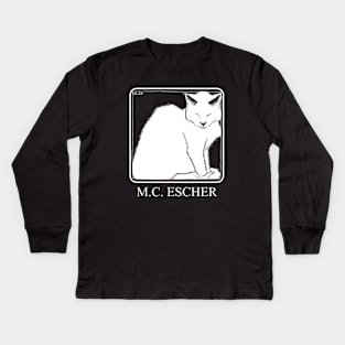 M.C. Escher White Cat Kids Long Sleeve T-Shirt